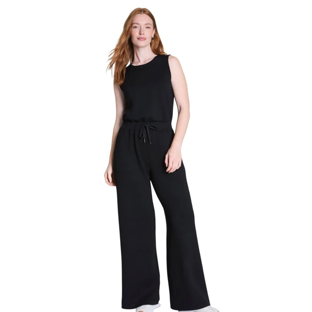 SPANX Jumpsuit Women Small Aire Essentials Sleeveless Wide Leg Black Soft Comfy